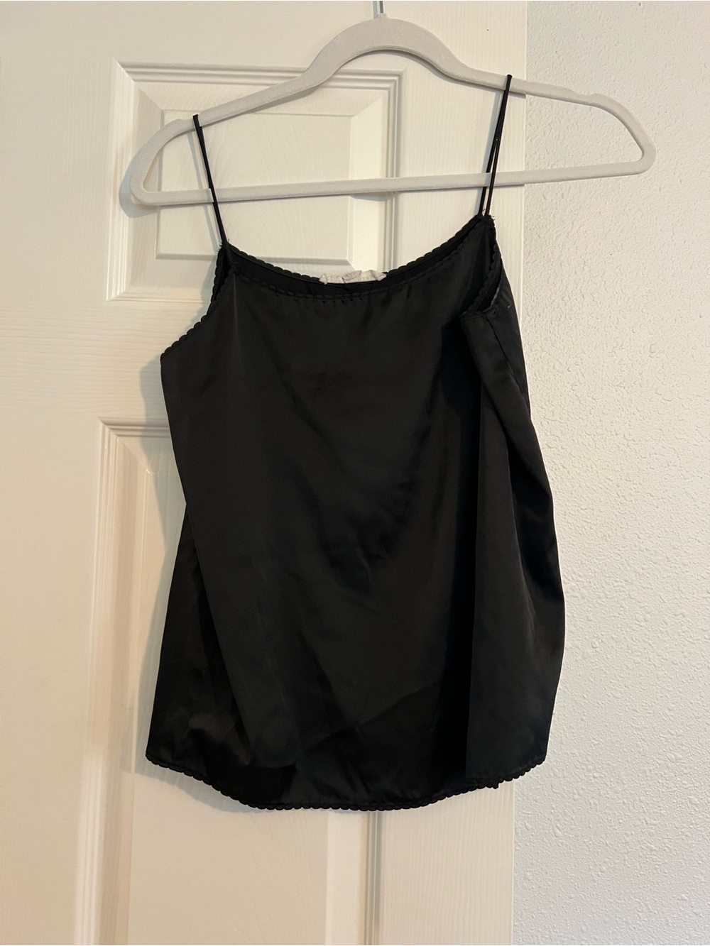 Black Satin Spaghetti Strap Cami Top